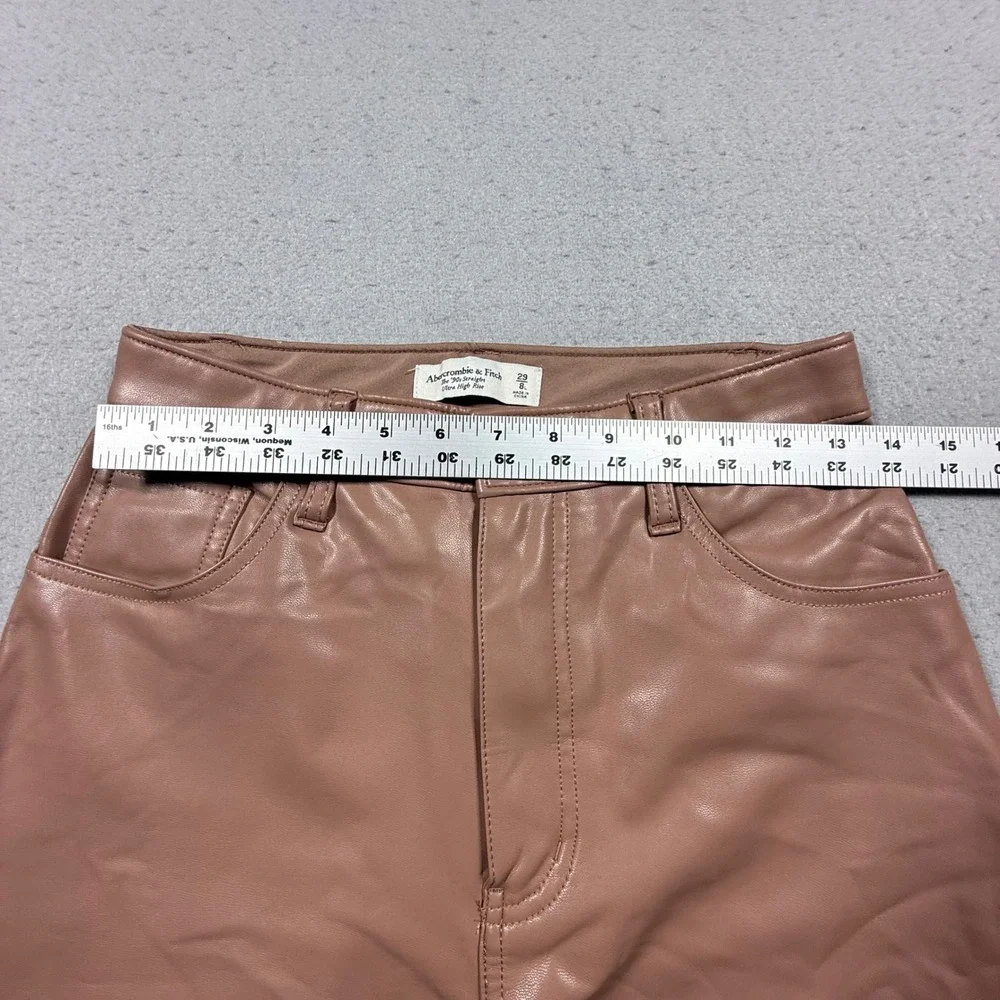 Abercrombie & Fitch The 90s Straight Ultra High Rise Tan Faux Leather Pant 29 8L